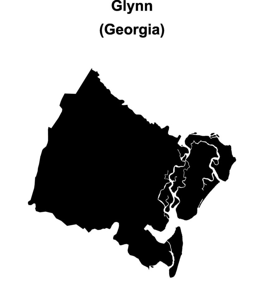 Glynn County, Georgia blank outline map vector