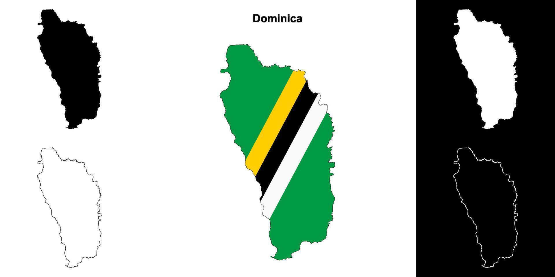 Dominica blank outline map set vector