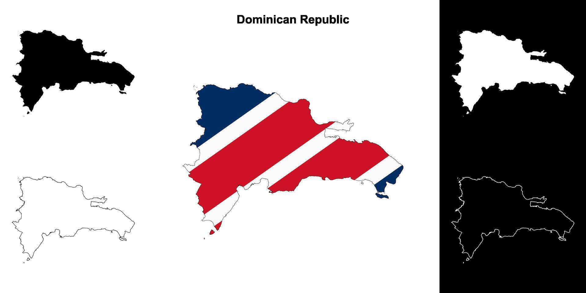 Dominican Republic blank outline map set vector