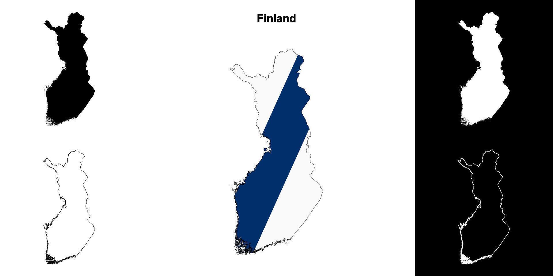 Finland blank outline map set vector