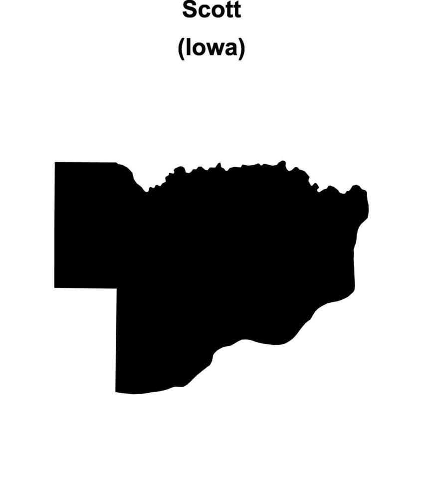 Scott County, Iowa blank outline map vector