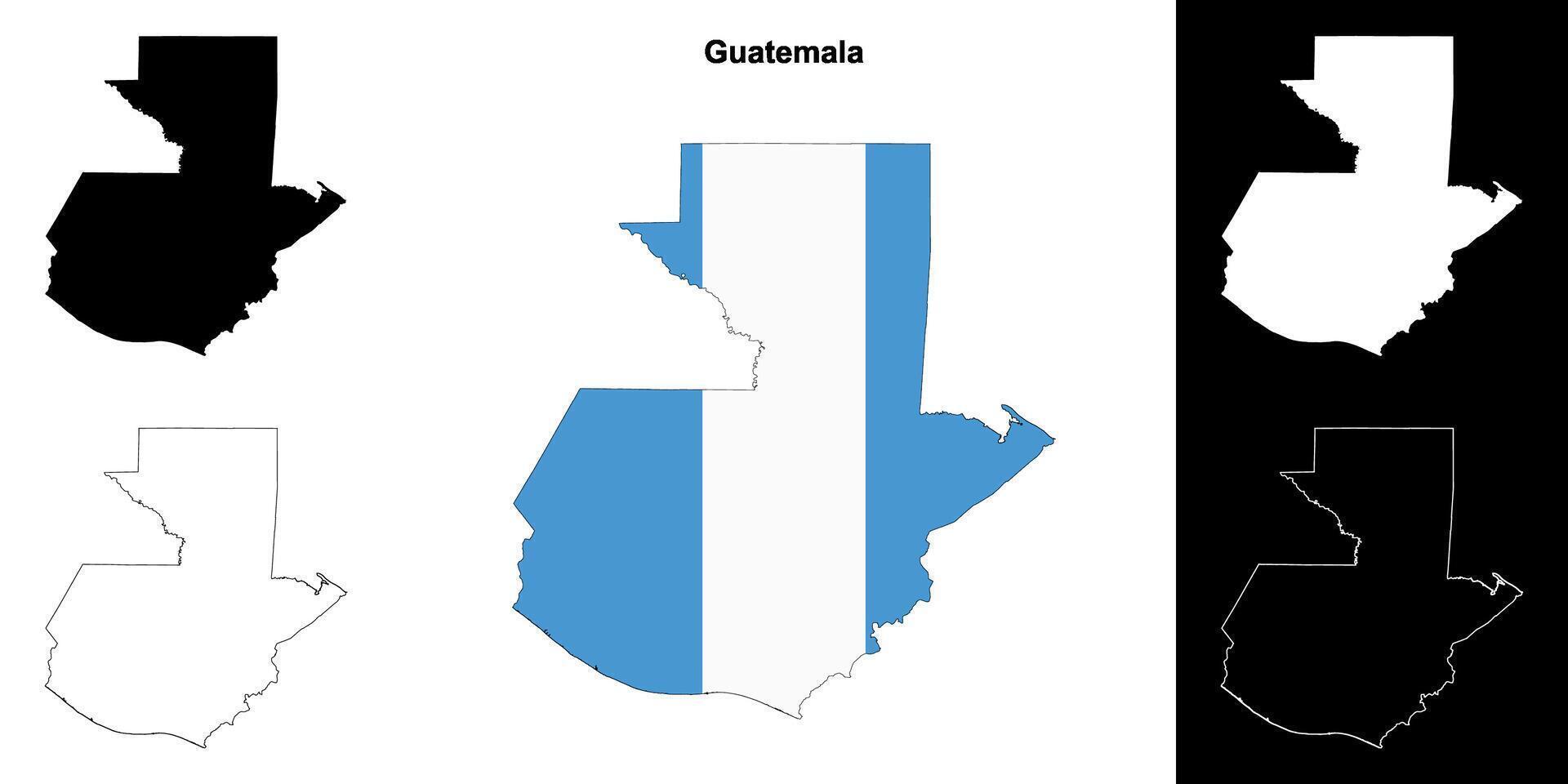 Guatemala blank outline map set vector