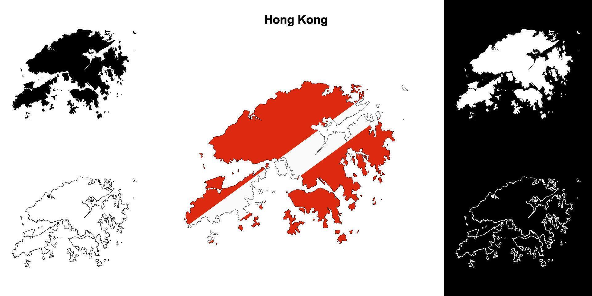 Hong Kong blank outline map set vector