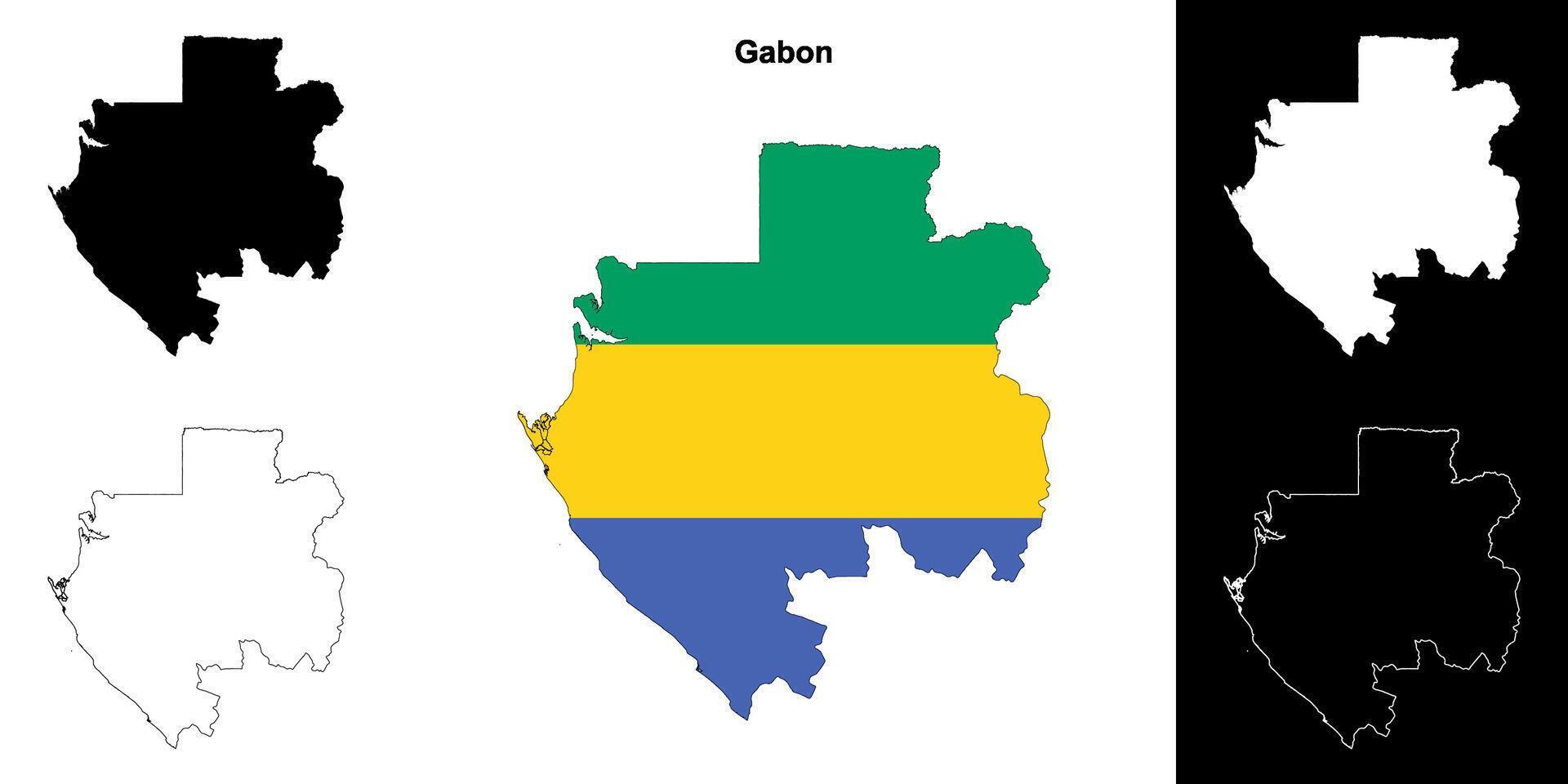 Gabon blank outline map set vector