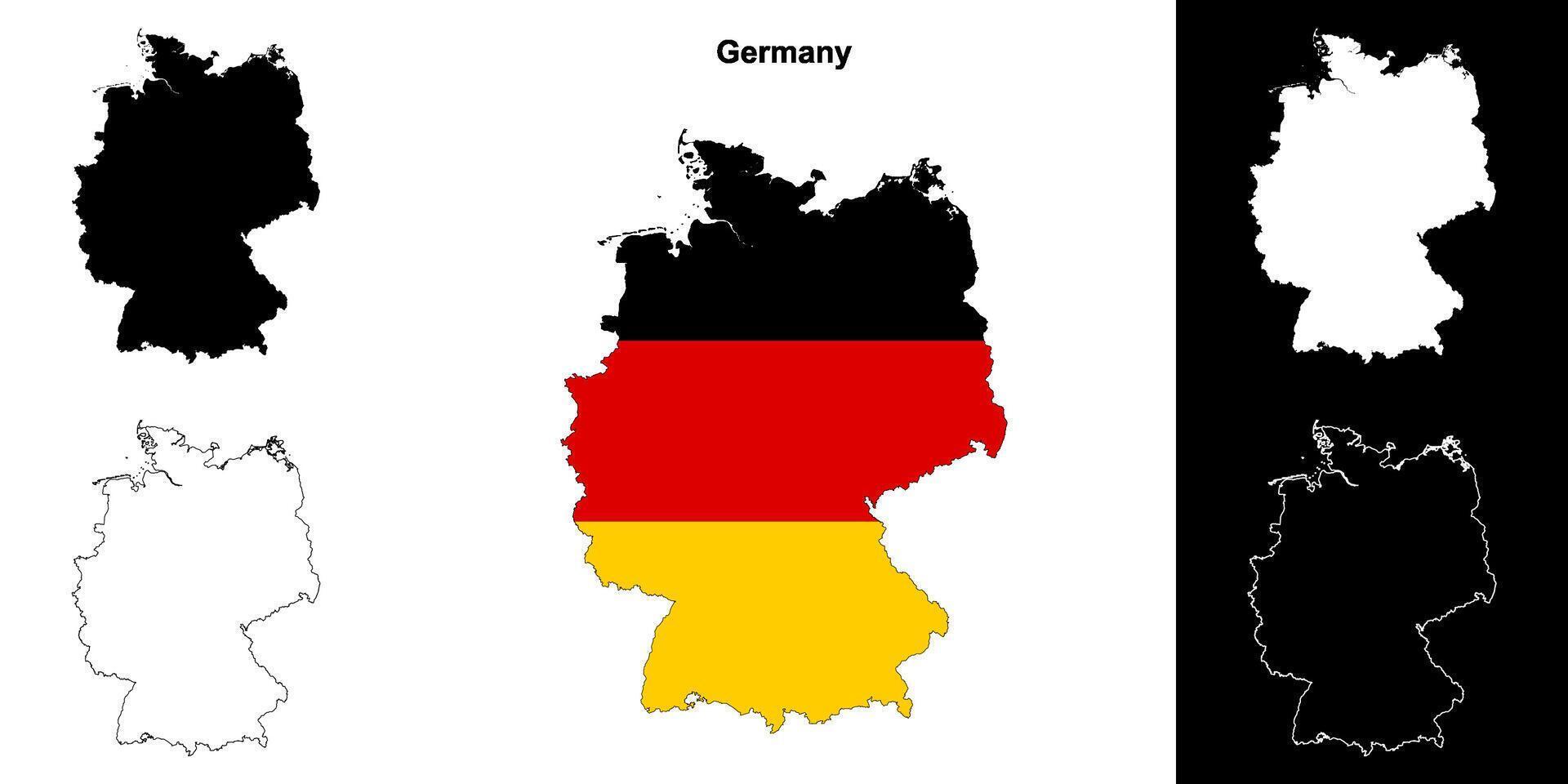 Germany blank outline map set vector