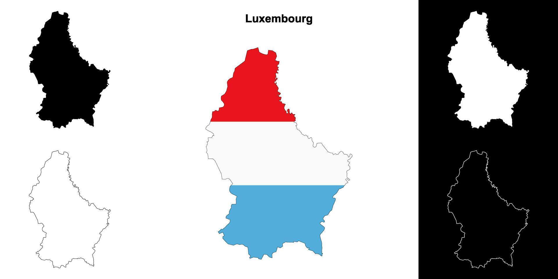 Luxembourg blank outline map set vector
