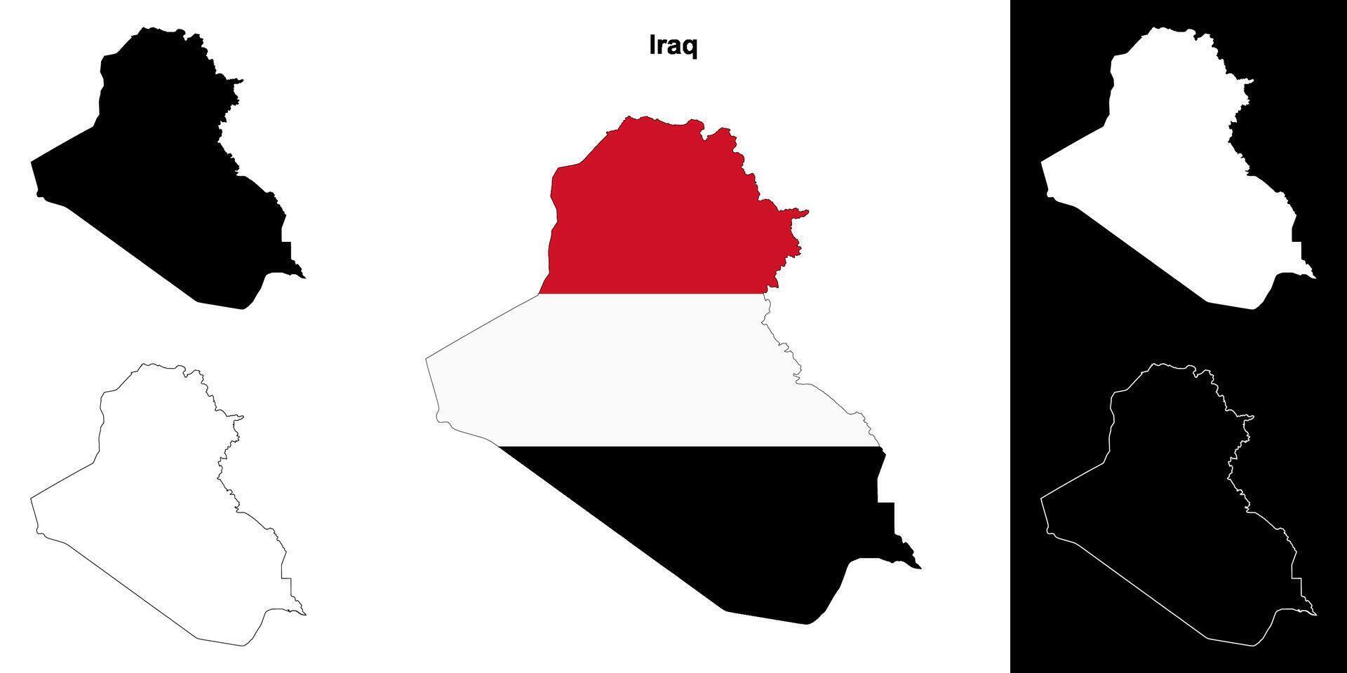 Iraq blank outline map set vector