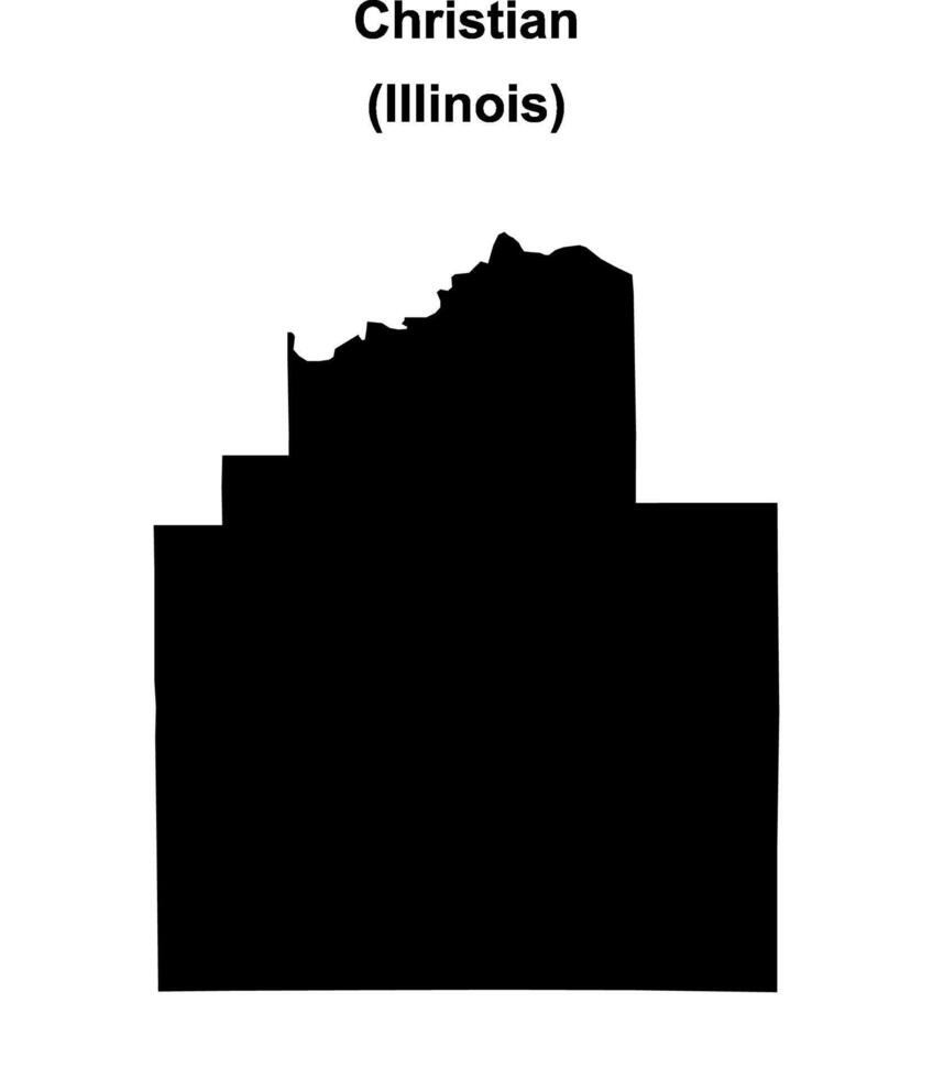 Christian County, Illinois blank outline map vector