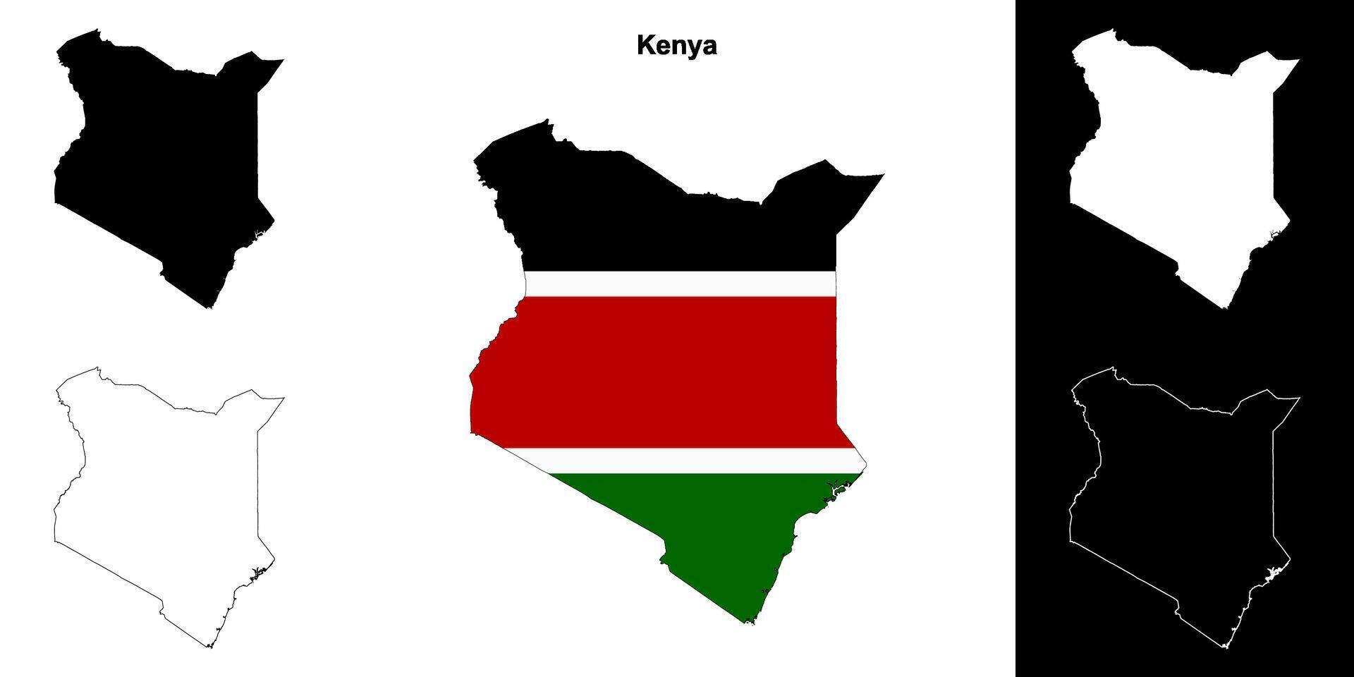 Kenya blank outline map set vector