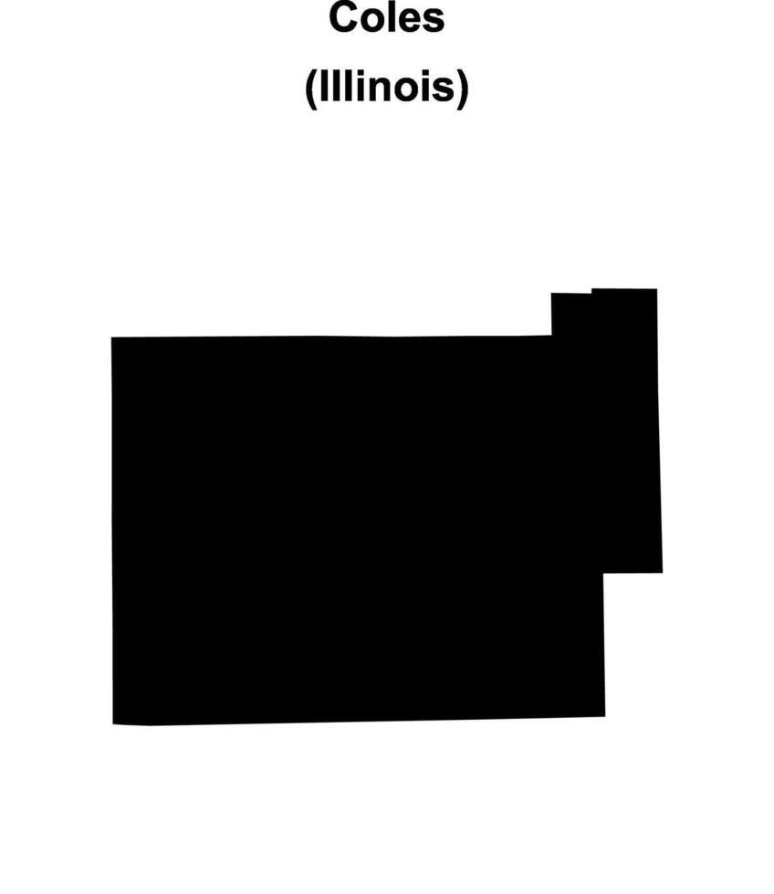 Coles County, Illinois blank outline map vector
