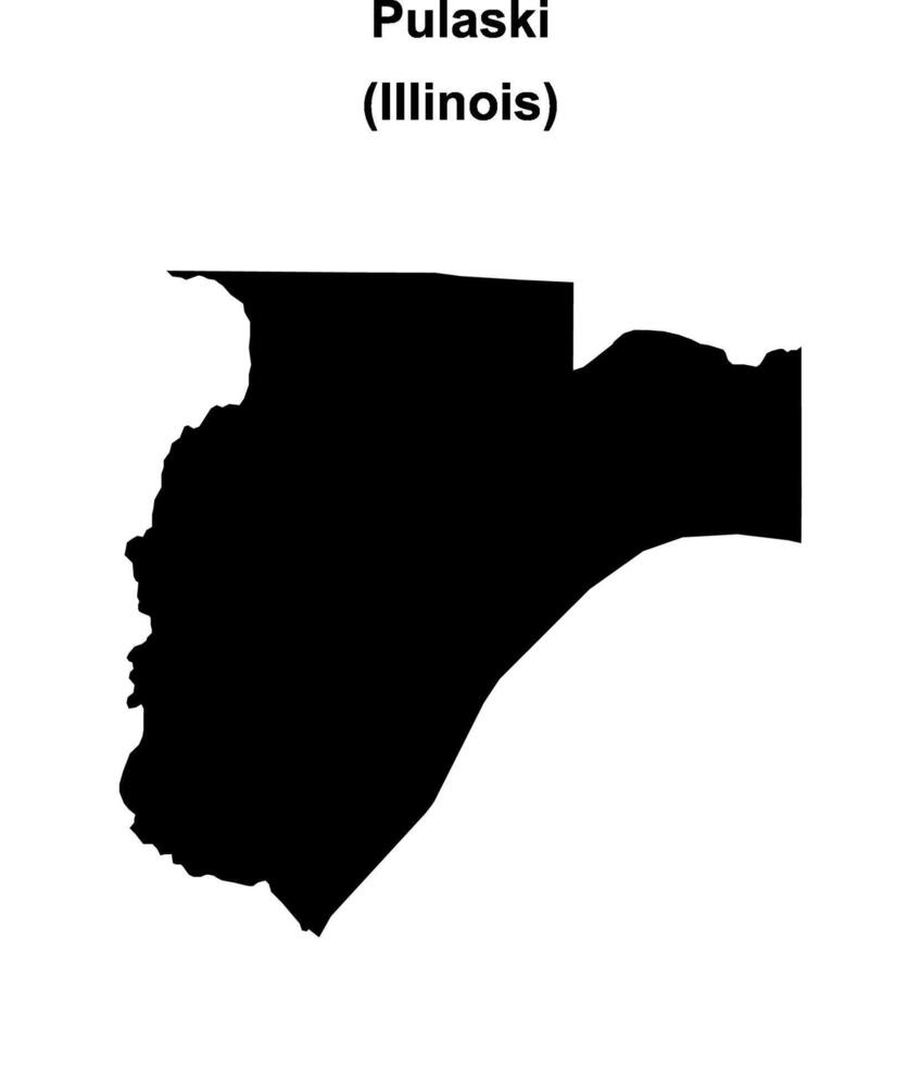 Pulaski County, Illinois blank outline map vector