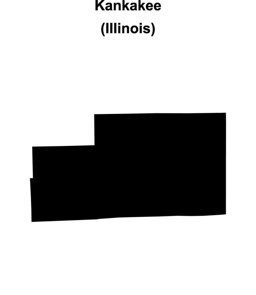Kankakee County, Illinois blank outline map vector