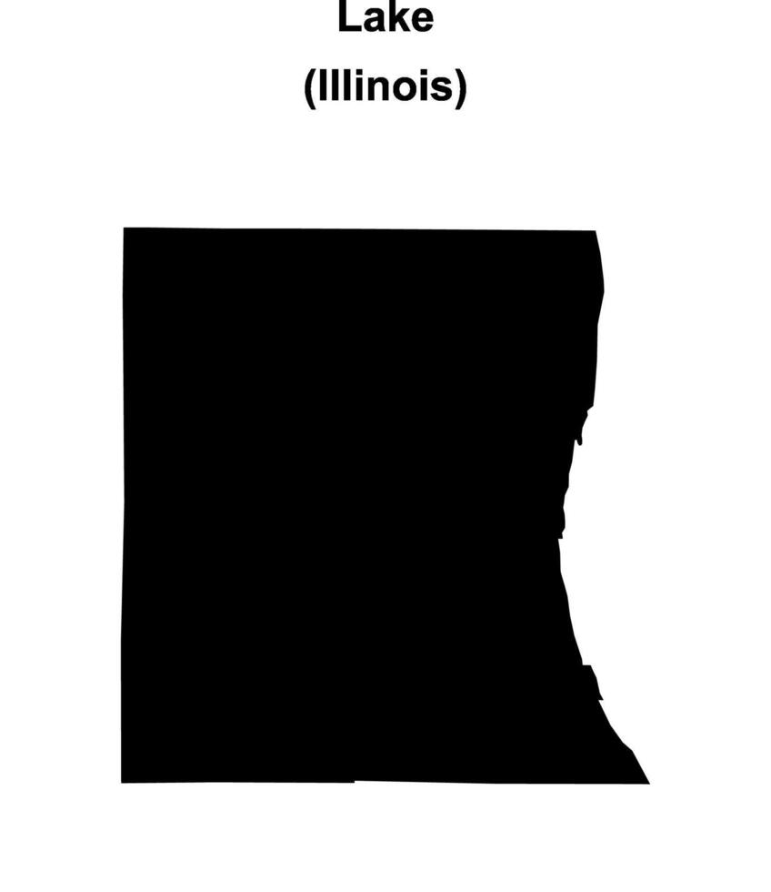 Lake County, Illinois blank outline map vector