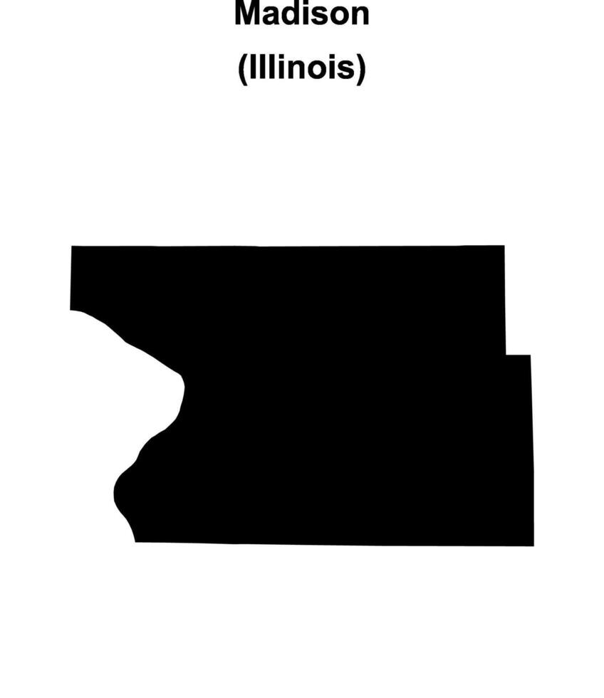 Madison County, Illinois blank outline map vector