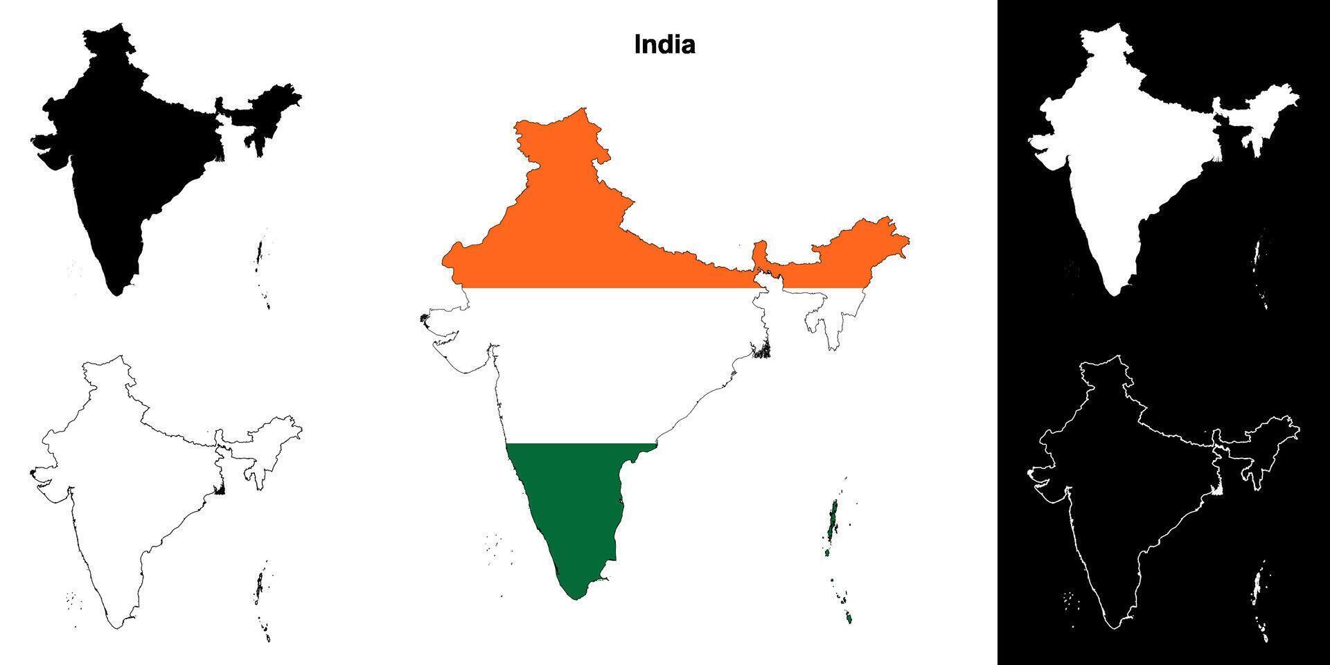 India blank outline map set vector