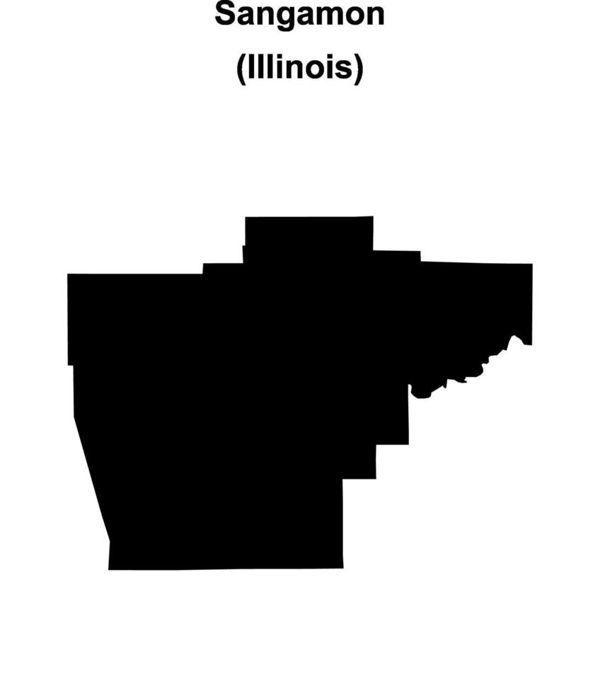 Sangamon County, Illinois blank outline map vector