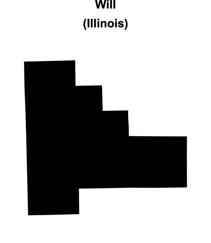 Will County, Illinois blank outline map vector