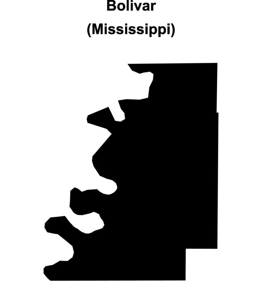 Bolivar County, Mississippi blank outline map vector