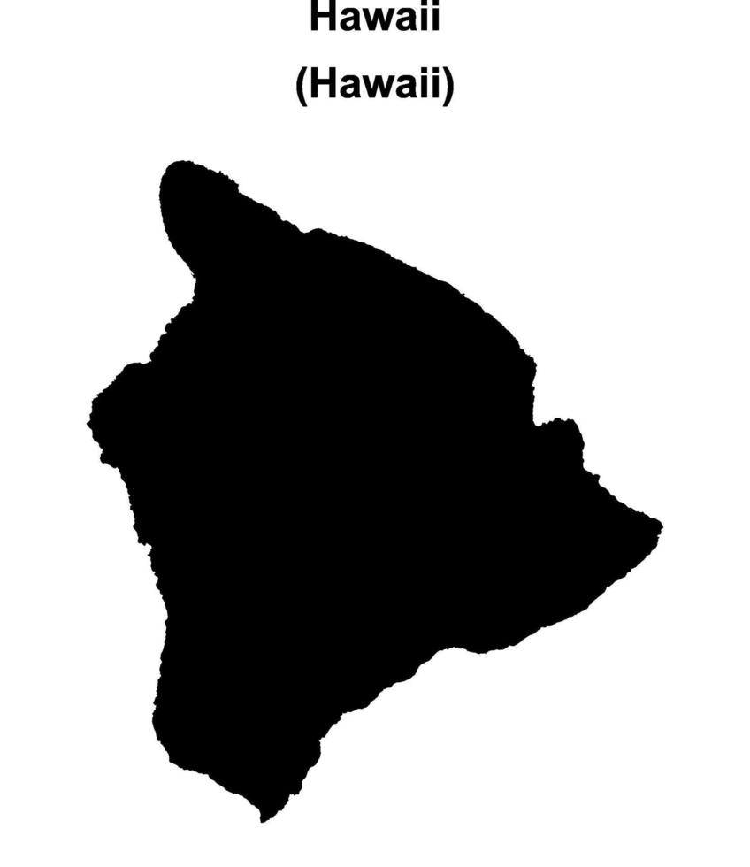 Hawaii County, Hawaii blank outline map vector