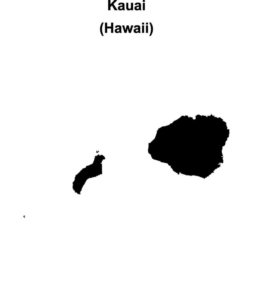 Kauai County, Hawaii blank outline map vector