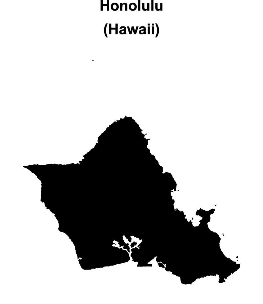 Honolulu County, Hawaii blank outline map vector