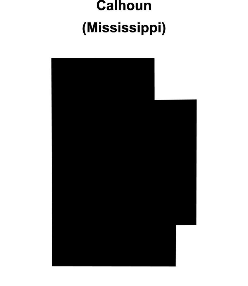 Calhoun County, Mississippi blank outline map vector