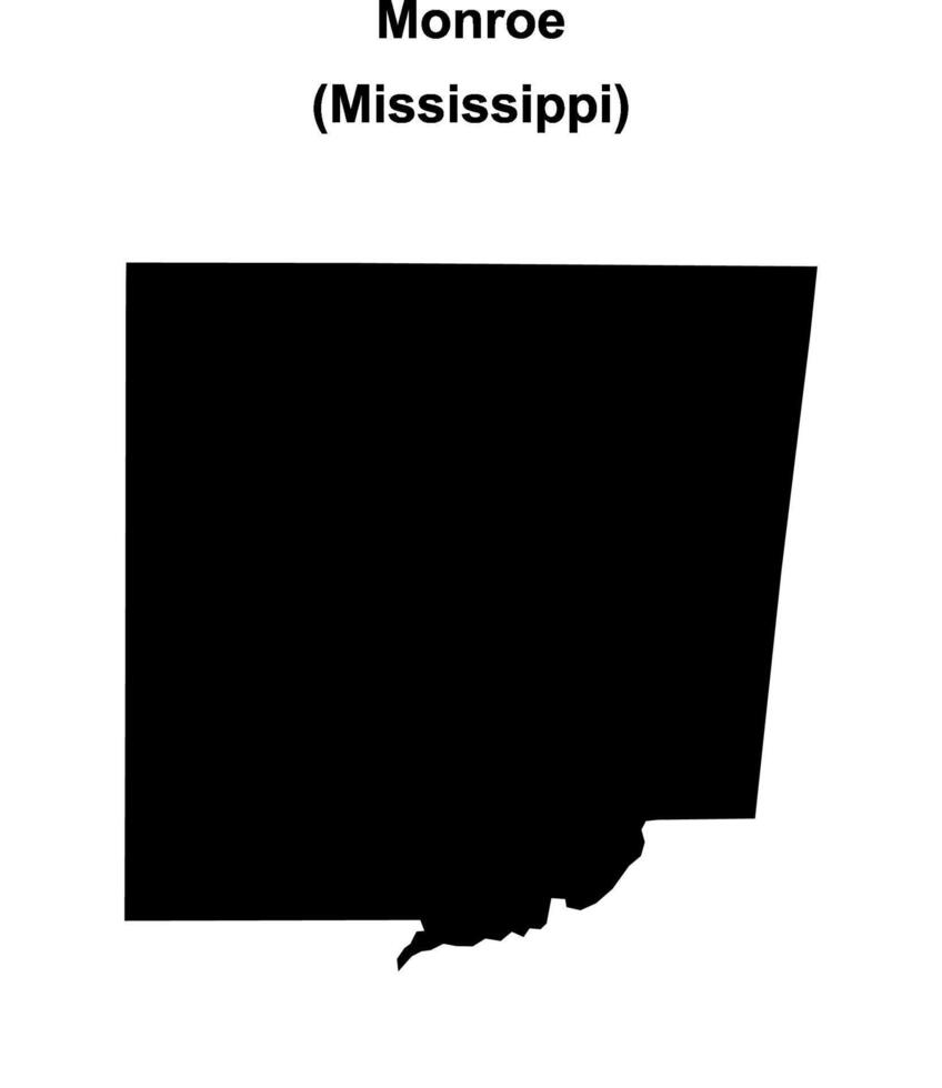 Monroe County, Mississippi blank outline map vector