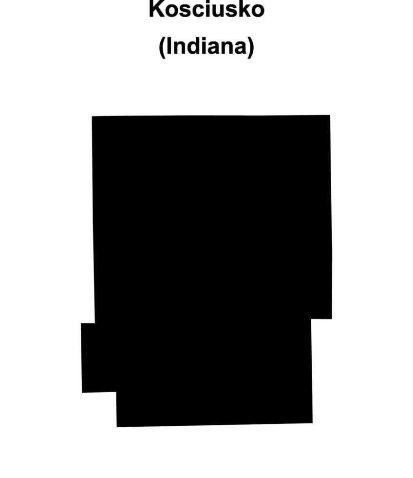 Kosciusko County, Indiana blank outline map vector