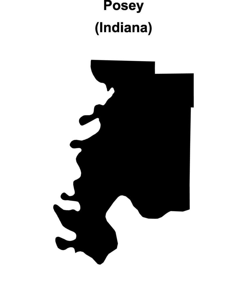 Posey County, Indiana blank outline map vector