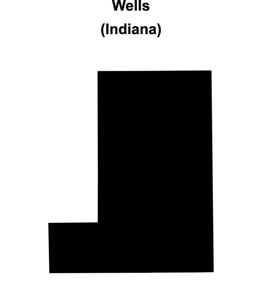 Wells County, Indiana blank outline map vector