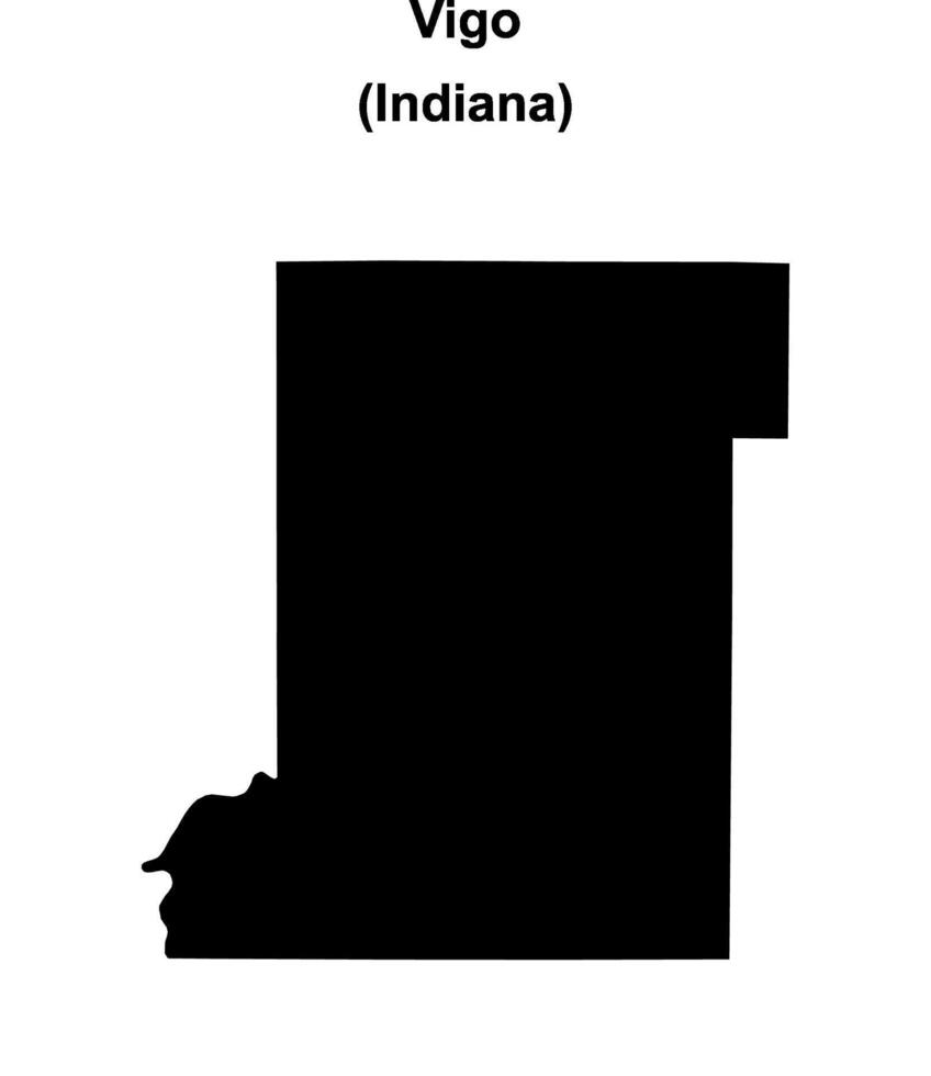 Vigo County, Indiana blank outline map vector