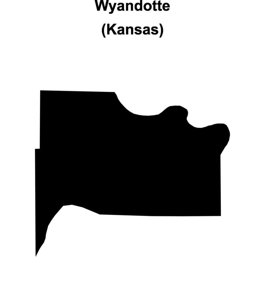 Wyandotte County, Kansas blank outline map vector