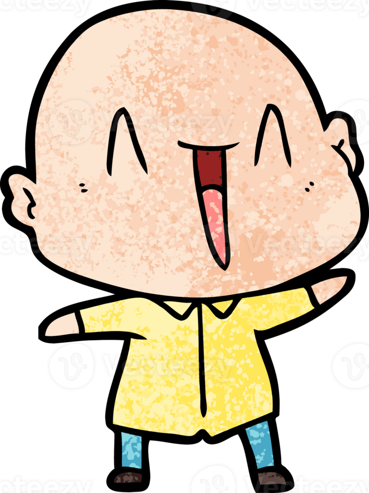 happy cartoon bald man drawing png