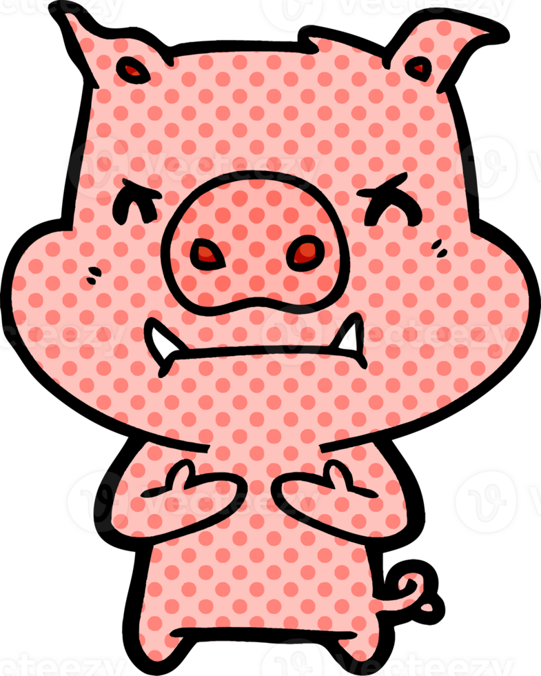 angry cartoon pig drawing png