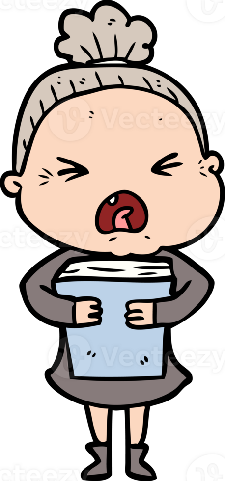 cartoon angry old woman drawing png