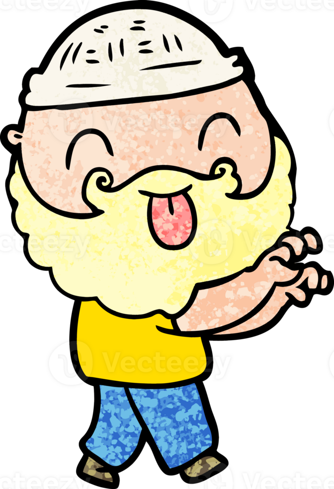 man with beard sticking out tongue drawing png