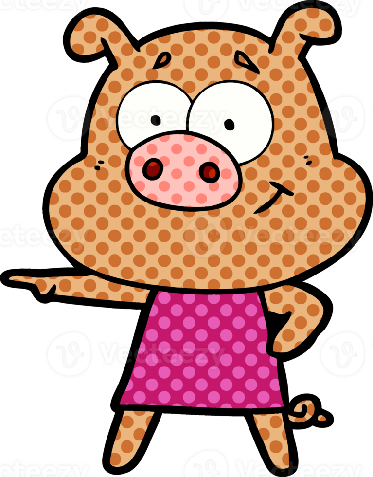 happy cartoon pig drawing png