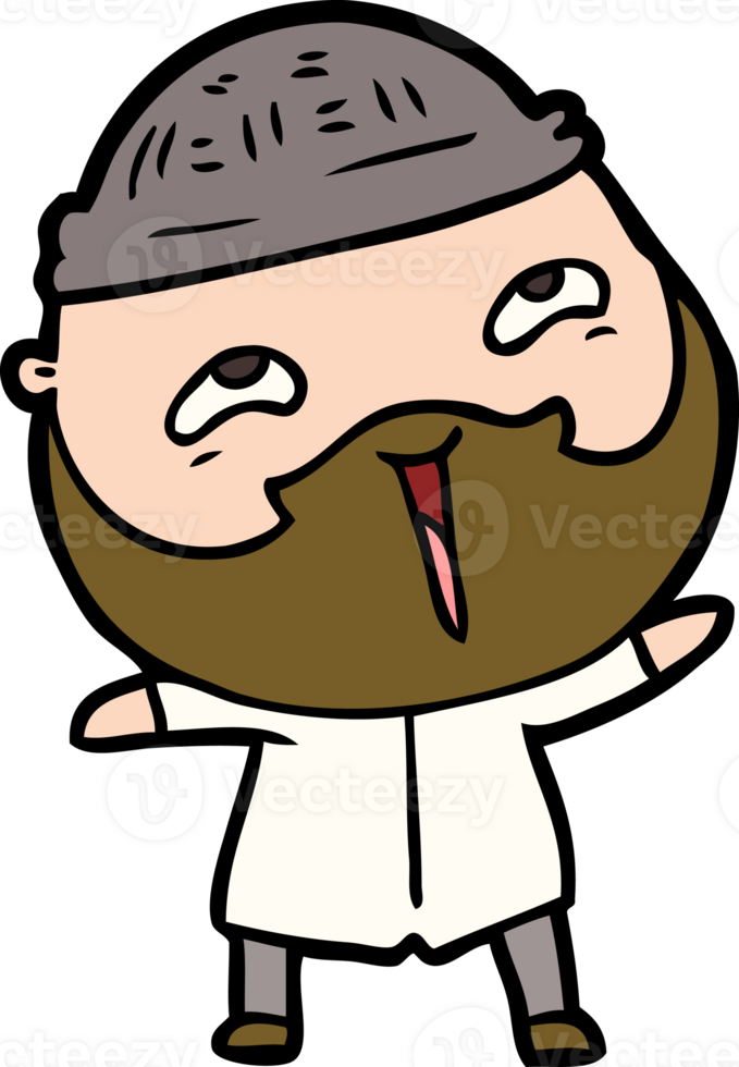 cartoon happy bearded man drawing png