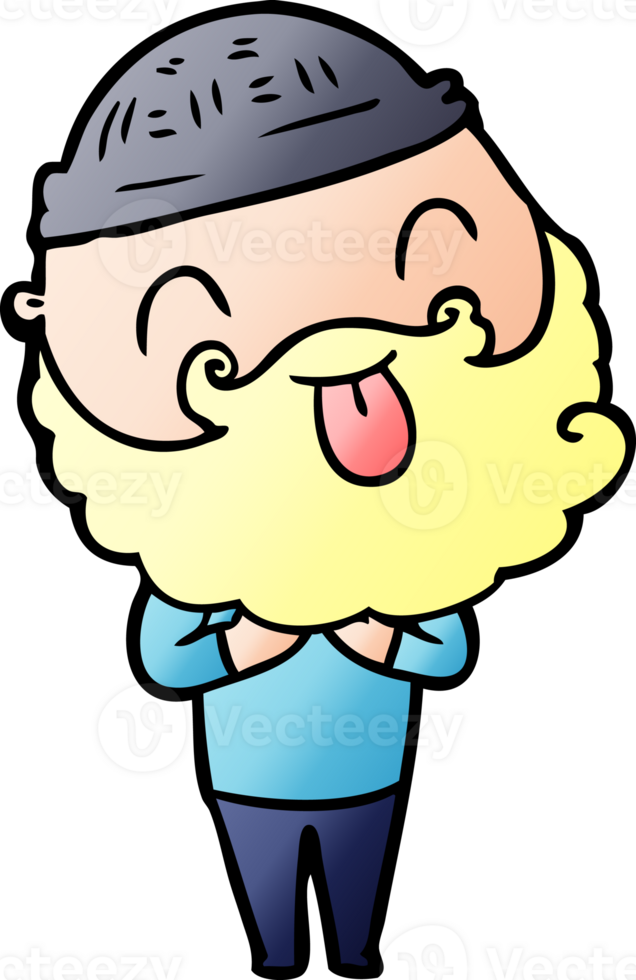 man with beard sticking out tongue drawing png