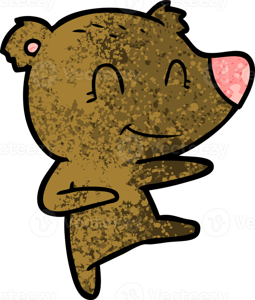 smiling dancing bear cartoon drawing png