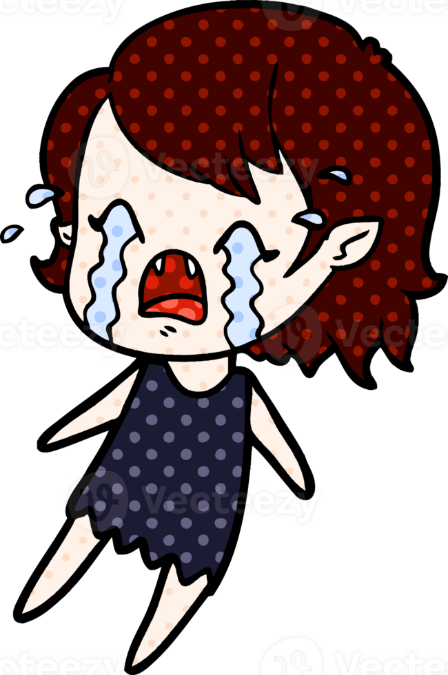 cartoon crying vampire girl drawing png