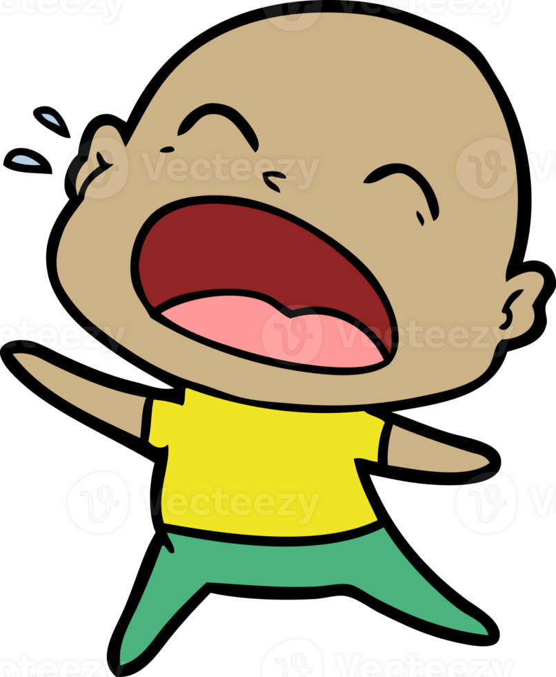 cartoon shouting bald man drawing png