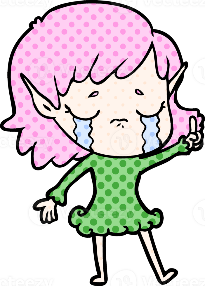 cartoon crying elf girl drawing png