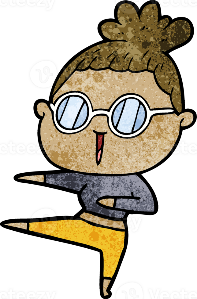cartoon woman wearing spectacles drawing png