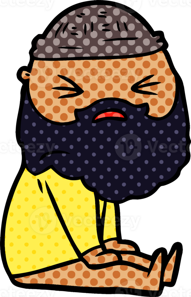 cartoon man with beard drawing png