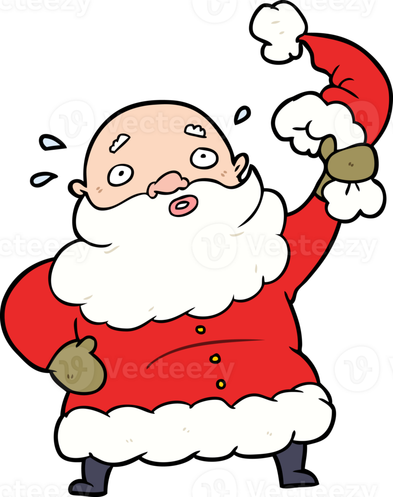 cartoon santa claus waving his hat drawing png