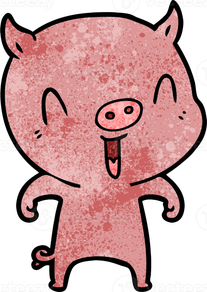 happy cartoon pig drawing png