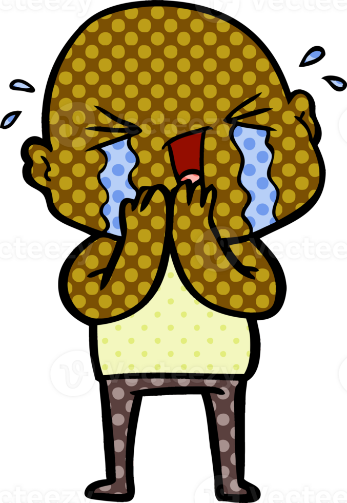 cartoon crying bald man drawing png