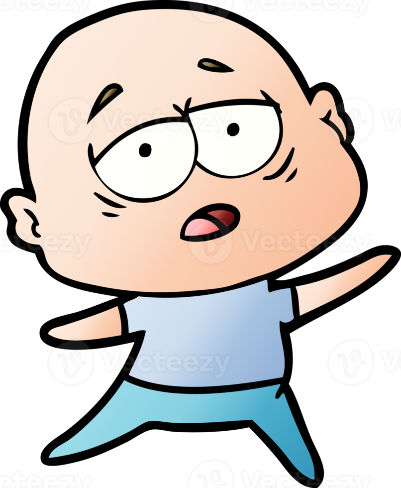 cartoon tired bald man drawing png