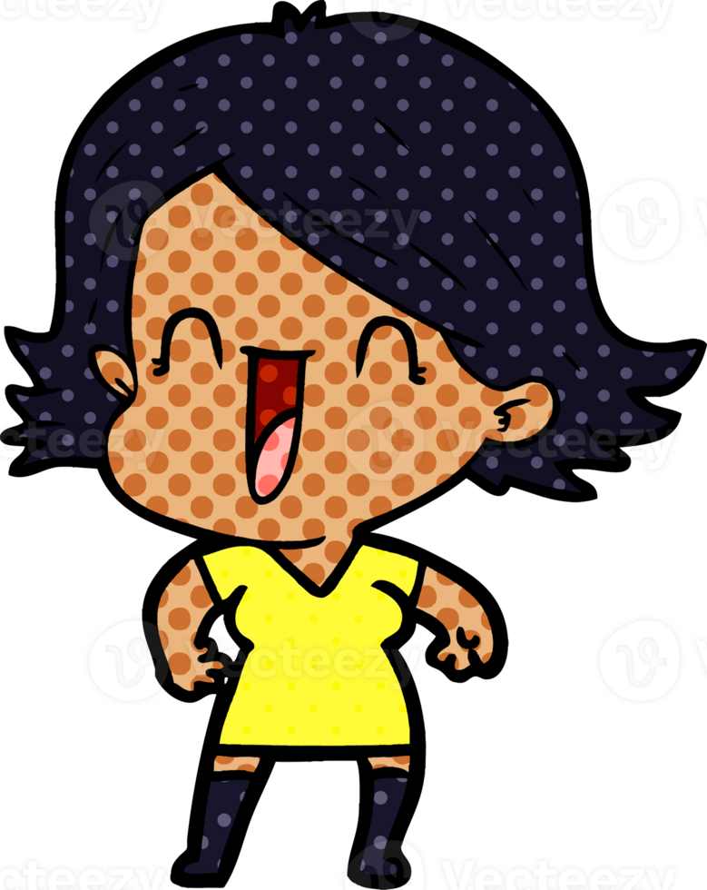 cartoon happy woman drawing png